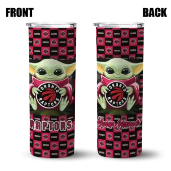 customized toronto raptors yoda cozy red black skinny tumbler fashion forward.webp