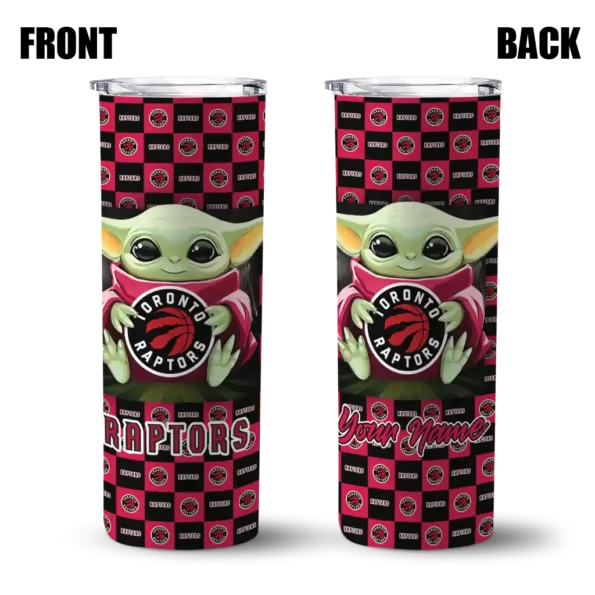 customized toronto raptors yoda cozy red black skinny tumbler fashion forward.webp