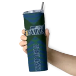 customized utah jazz camo texture navy skinny tumbler best selling 1.webp