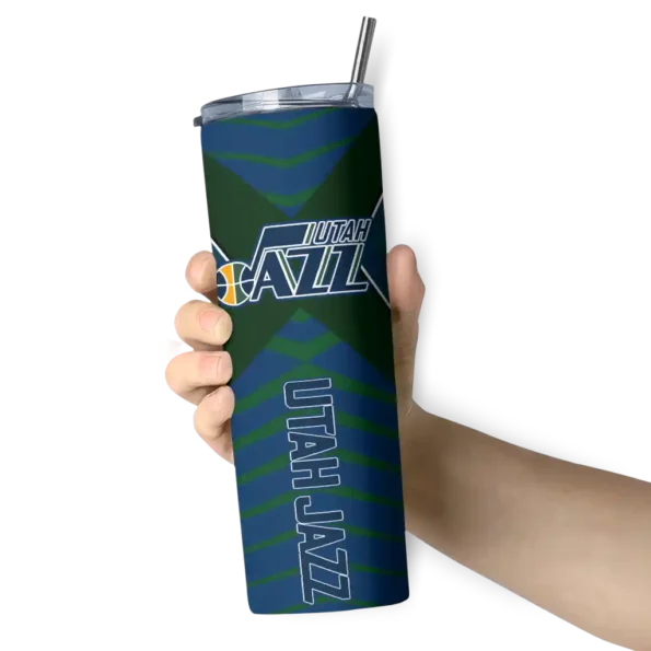 customized utah jazz camo texture navy skinny tumbler premium grade.webp