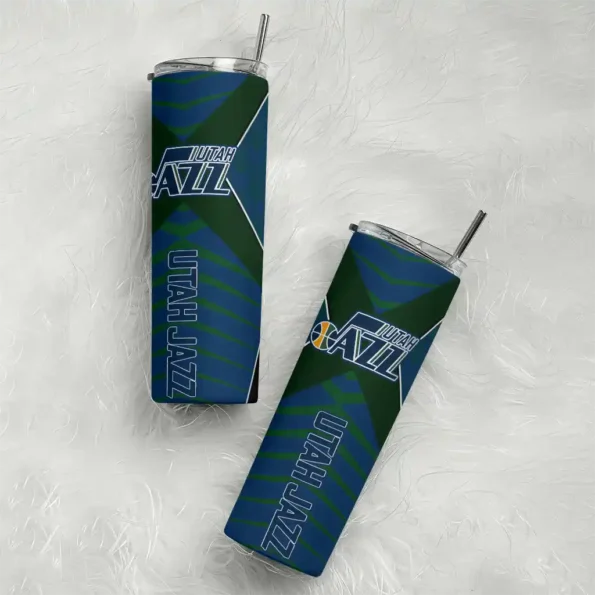 customized utah jazz camo texture navy skinny tumbler top rated.webp