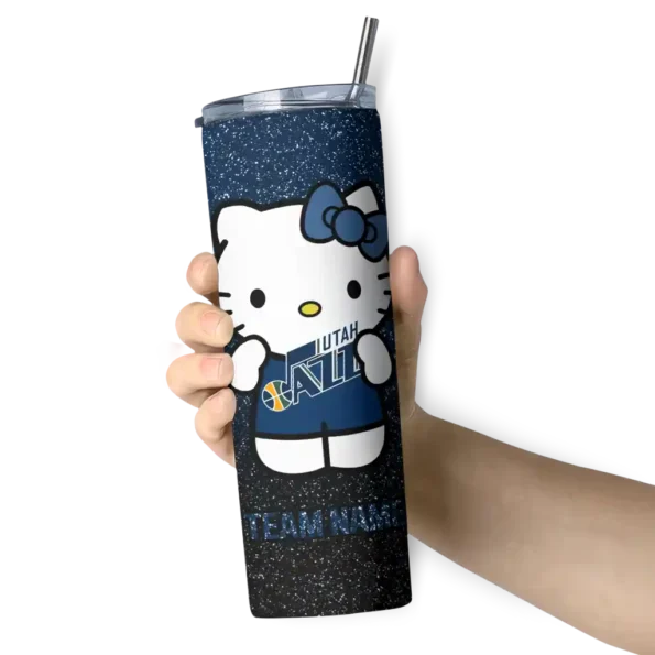 customized utah jazz hello kitty navy black skinny tumbler premium grade.webp