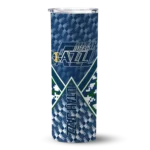 customized utah jazz monogram burst navy white skinny tumbler best selling 1.webp