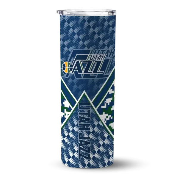 customized utah jazz monogram burst navy white skinny tumbler best selling 1.webp
