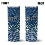 customized utah jazz monogram burst navy white skinny tumbler best selling 1.webp