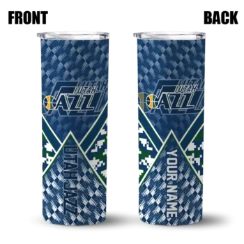 customized utah jazz monogram burst navy white skinny tumbler fashion forward.webp