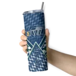 customized utah jazz monogram burst navy white skinny tumbler best selling 1.webp