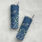 customized utah jazz monogram burst navy white skinny tumbler best selling 1.webp