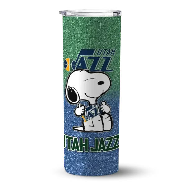 customized utah jazz snoopy attitude navy skinny tumbler best selling 1.webp