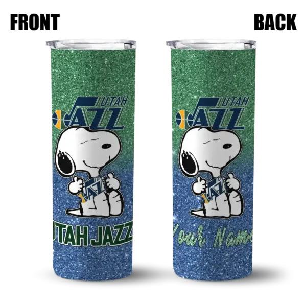 customized utah jazz snoopy attitude navy skinny tumbler fashion forward.webp
