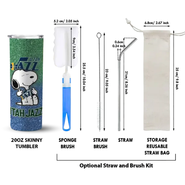 customized utah jazz snoopy attitude navy skinny tumbler new arrival.webp
