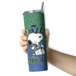 customized utah jazz snoopy attitude navy skinny tumbler best selling 1.webp