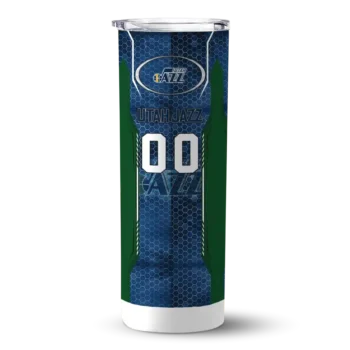customized utah jazz stacked diamond navy skinny tumbler best selling 1.webp