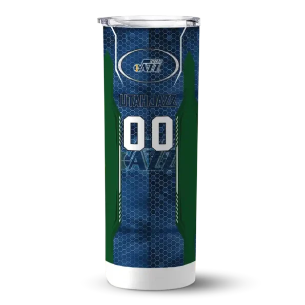 customized utah jazz stacked diamond navy skinny tumbler best selling 1.webp
