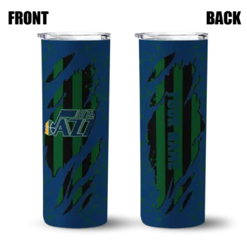 customized utah jazz star pop navy black skinny tumbler fashion forward.webp