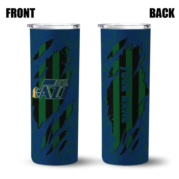 customized utah jazz star pop navy black skinny tumbler fashion forward.webp