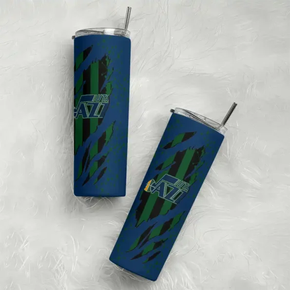 customized utah jazz star pop navy black skinny tumbler top rated.webp