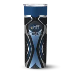 customized utah jazz superman emblem navy black skinny tumbler best selling 1.webp