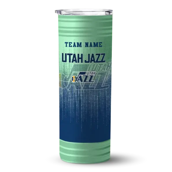 customized utah jazz swirl texture navy skinny tumbler best selling 1.webp
