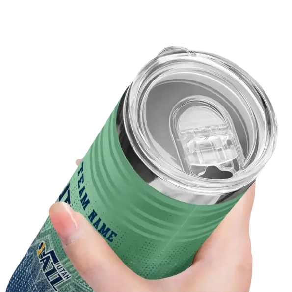 customized utah jazz swirl texture navy skinny tumbler high quality.webp