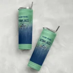 customized utah jazz swirl texture navy skinny tumbler best selling 1.webp