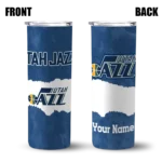 customized utah jazz torn band navy white skinny tumbler best selling 1.webp