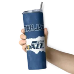 customized utah jazz torn band navy white skinny tumbler best selling 1.webp