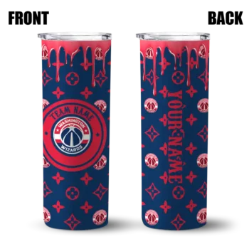 customized washington wizards camo streak blue skinny tumbler fashion forward.webp