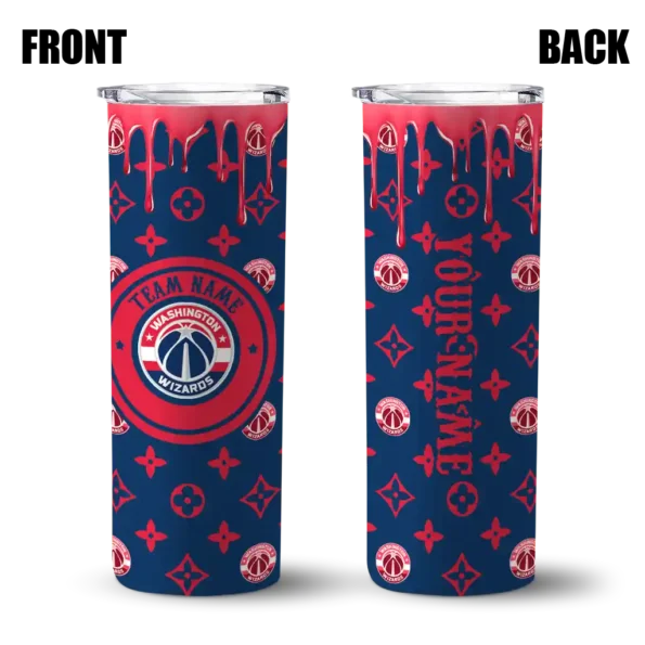 customized washington wizards camo streak blue skinny tumbler fashion forward.webp