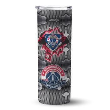 customized washington wizards chevron v blue gray skinny tumbler best selling 1.webp