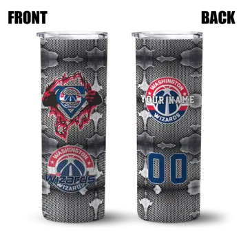 customized washington wizards chevron v blue gray skinny tumbler fashion forward.webp