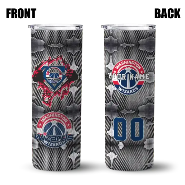 customized washington wizards chevron v blue gray skinny tumbler fashion forward.webp