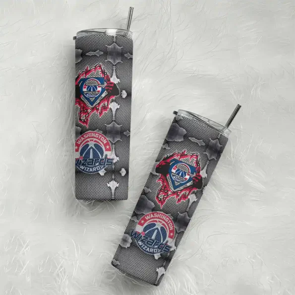 customized washington wizards chevron v blue gray skinny tumbler top rated.webp