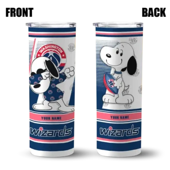 customized washington wizards snoopy dog blue white skinny tumbler fashion forward.webp