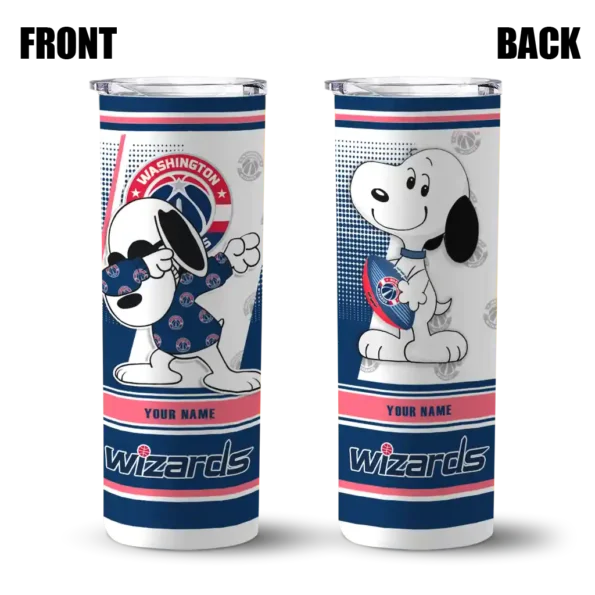customized washington wizards snoopy dog blue white skinny tumbler fashion forward.webp