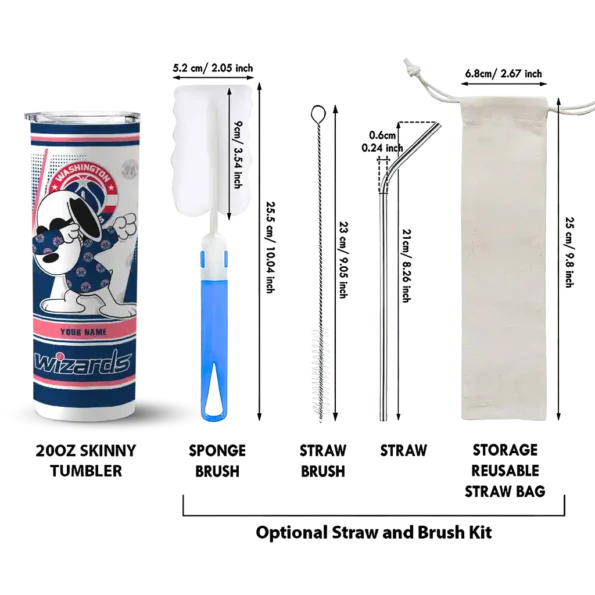 customized washington wizards snoopy dog blue white skinny tumbler new arrival.webp