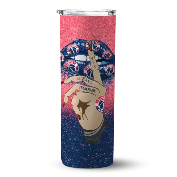 customized washington wizards sparkle lips blue skinny tumbler best selling 1.webp