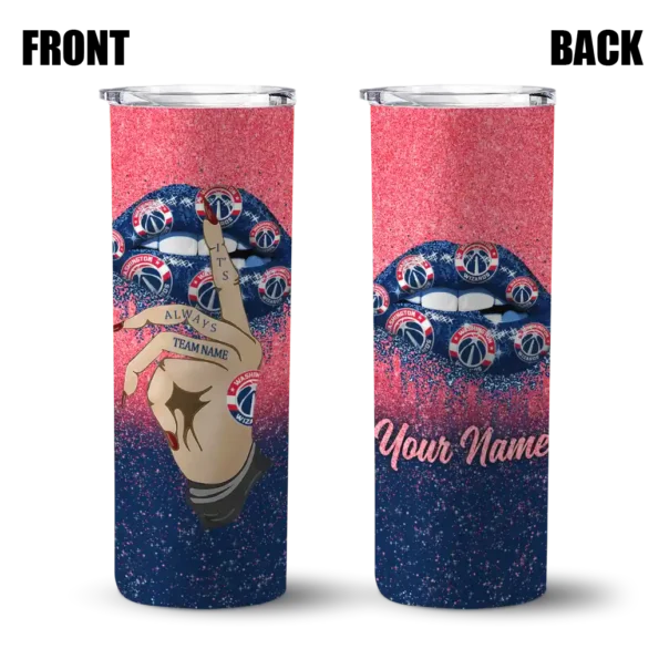 customized washington wizards sparkle lips blue skinny tumbler fashion forward.webp