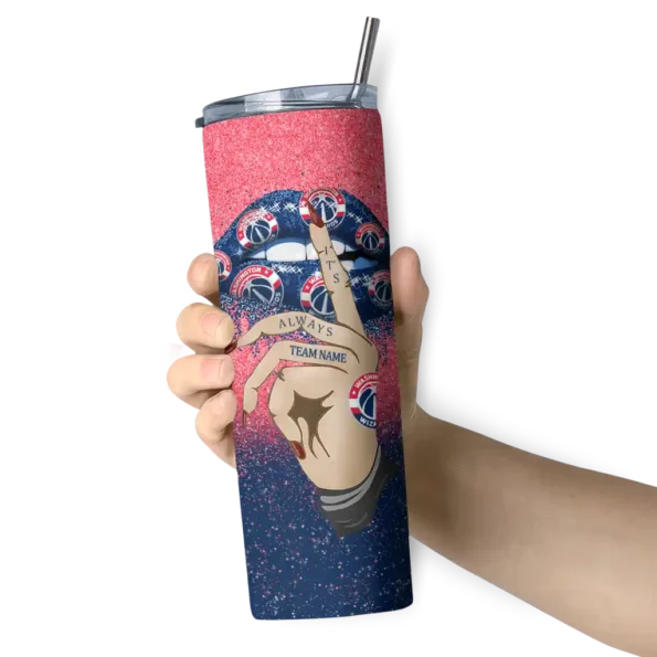 customized washington wizards sparkle lips blue skinny tumbler premium grade.webp