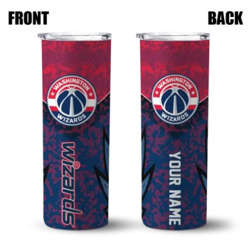 customized washington wizards spiral burst print blue skinny tumbler fashion forward.webp