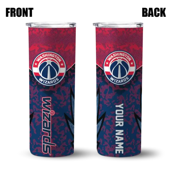 customized washington wizards spiral burst print blue skinny tumbler fashion forward.webp