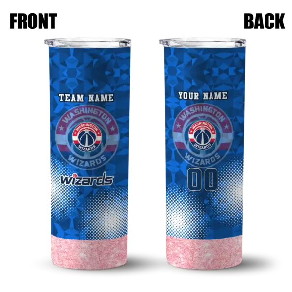 customized washington wizards starburst tiles blue skinny tumbler fashion forward.webp