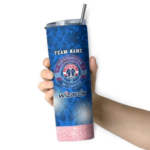 customized washington wizards starburst tiles blue skinny tumbler premium grade.webp