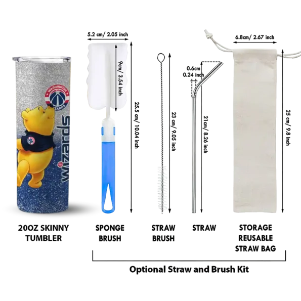 customized washington wizards winnie the pooh blue gray skinny tumbler new arrival.webp