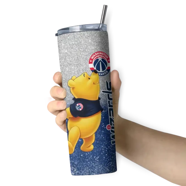 customized washington wizards winnie the pooh blue gray skinny tumbler premium grade.webp