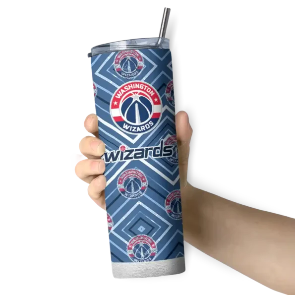 customized washington wizards zipper leopard blue skinny tumbler premium grade.webp