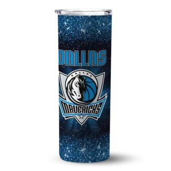 dallas mavericks radiant glitter blue skinny tumbler best selling 1.webp