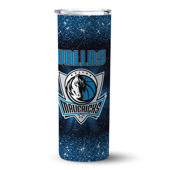 dallas mavericks radiant glitter blue skinny tumbler best selling 1.webp