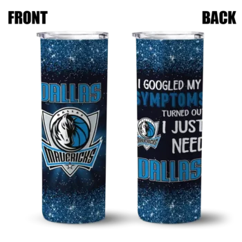 dallas mavericks radiant glitter blue skinny tumbler fashion forward.webp