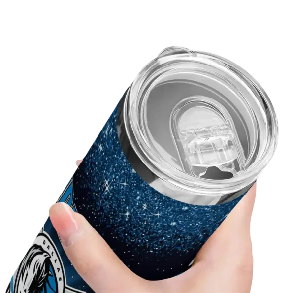 dallas mavericks radiant glitter blue skinny tumbler high quality.webp